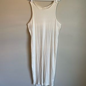 Cream Ribbed Midi Dress
